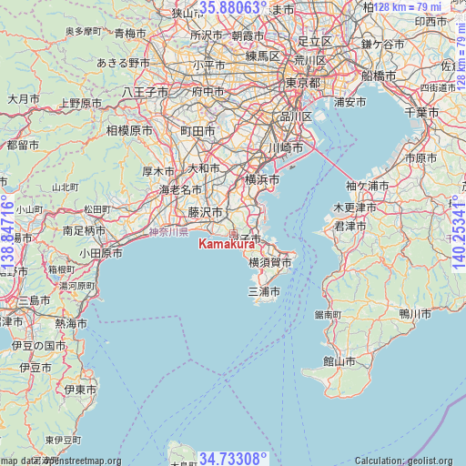Kamakura on map