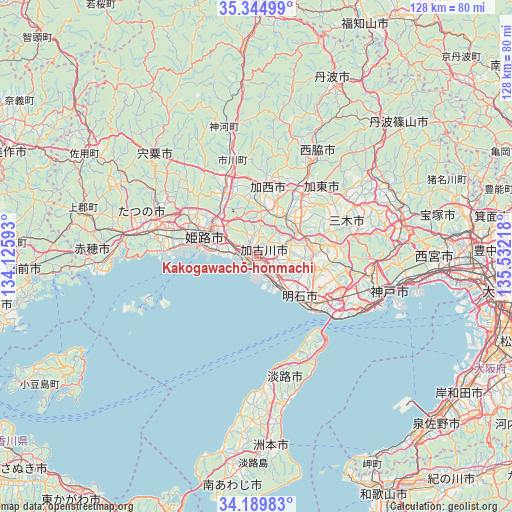 Kakogawachō-honmachi on map