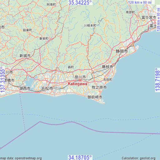 Kakegawa on map