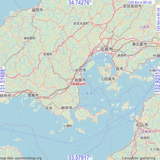 Iwakuni on map