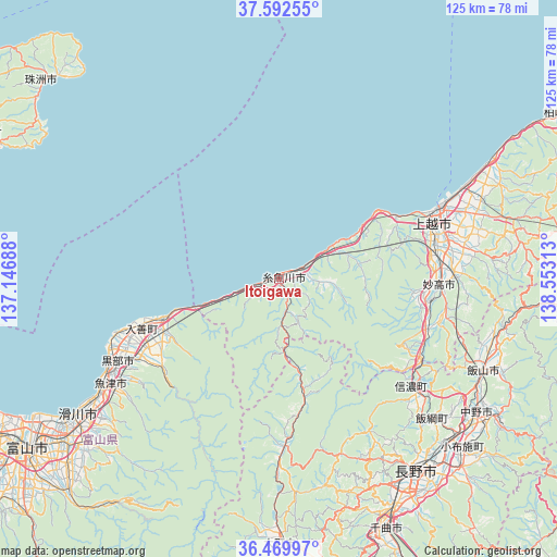 Itoigawa on map