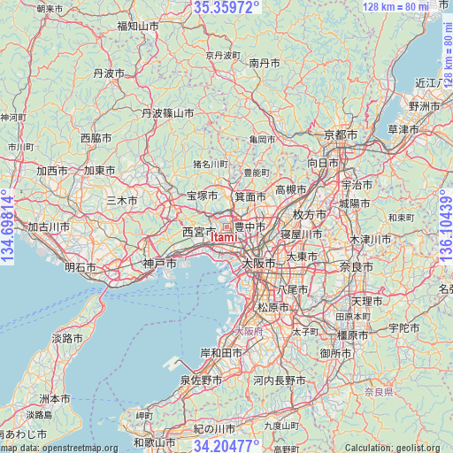 Itami on map