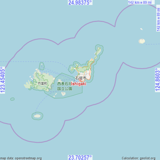 Ishigaki on map