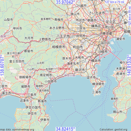 Isehara on map