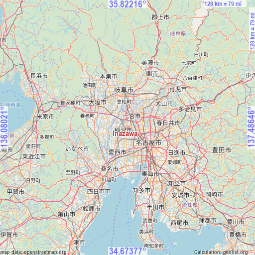 Inazawa on map