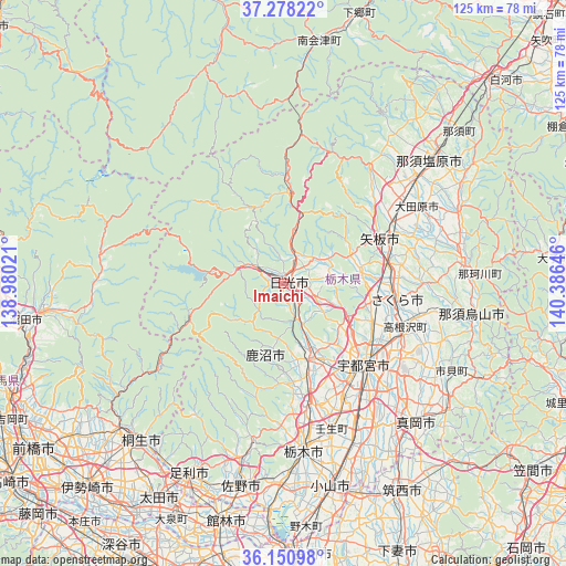 Imaichi on map