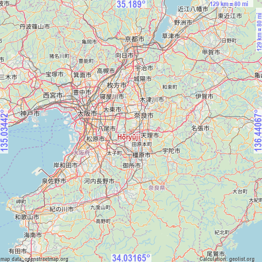 Hōryūji on map