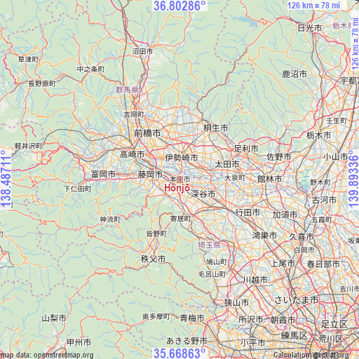 Honjō on map