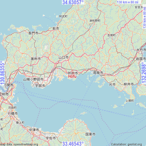 Hōfu on map
