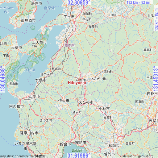 Hitoyoshi on map