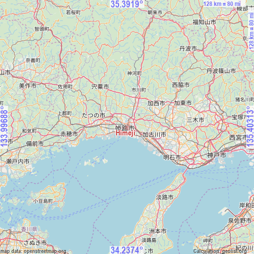 Himeji on map
