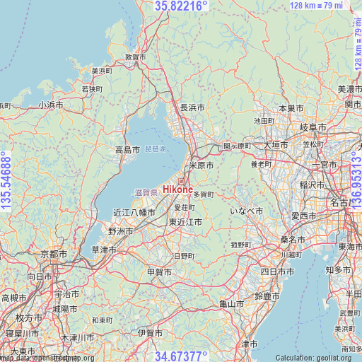 Hikone on map