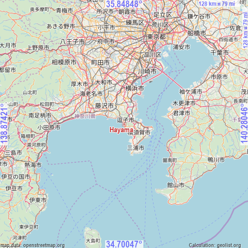 Hayama on map
