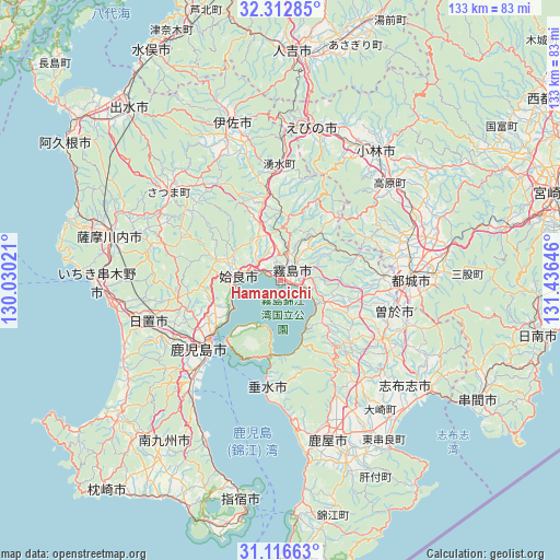 Hamanoichi on map
