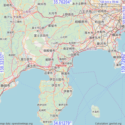 Hakone on map