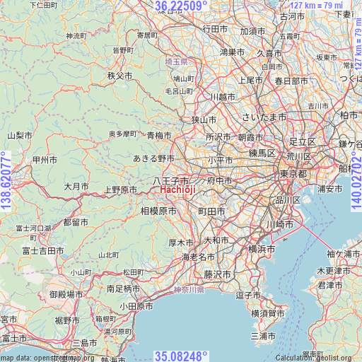 Hachiōji on map