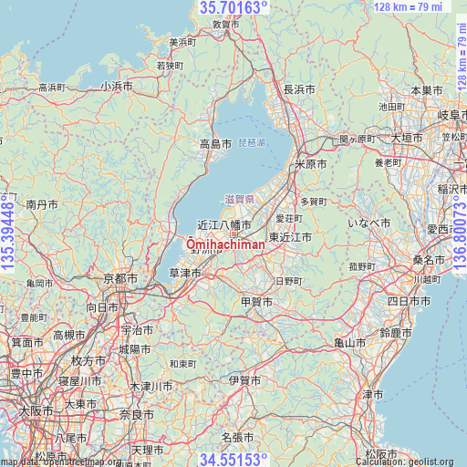Ōmihachiman on map