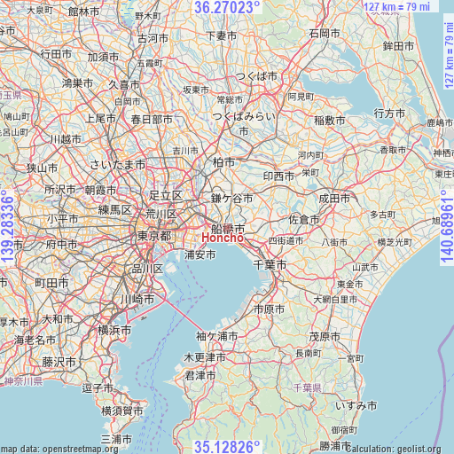 Honchō on map