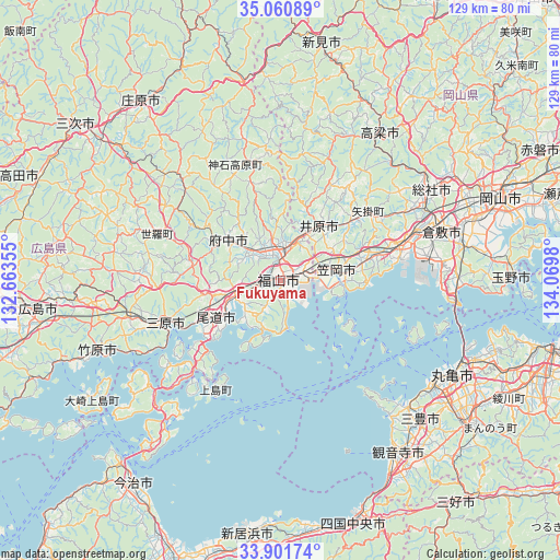 Fukuyama on map