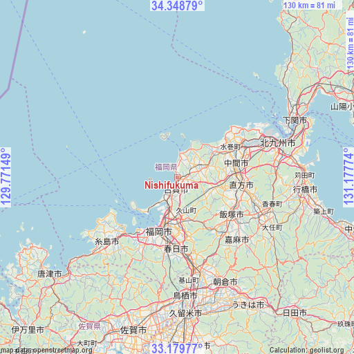 Nishifukuma on map