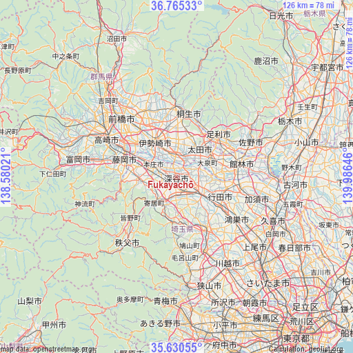 Fukayachō on map