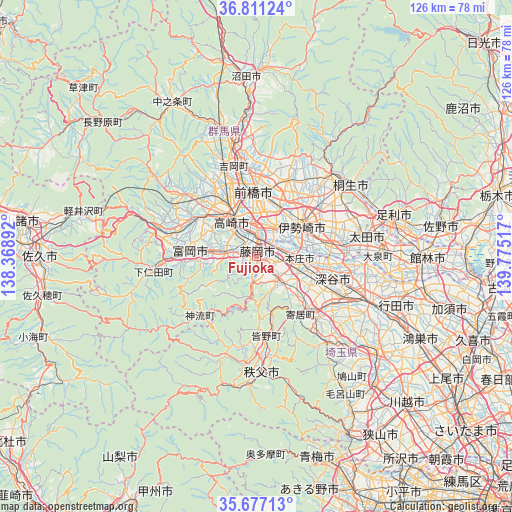 Fujioka on map
