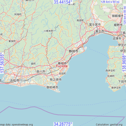 Fujieda on map