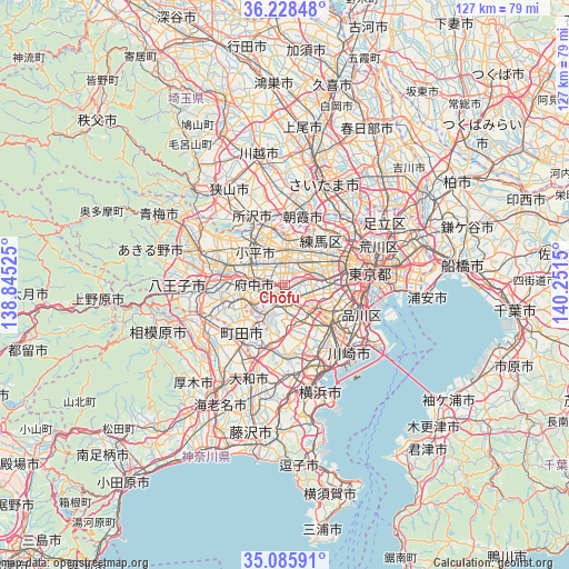 Chōfu on map