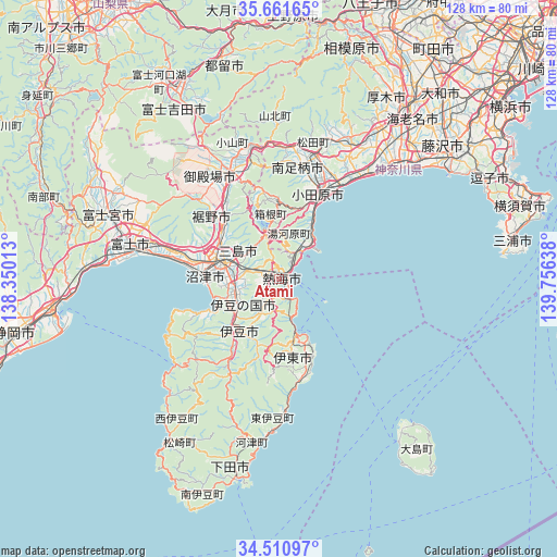 Atami on map