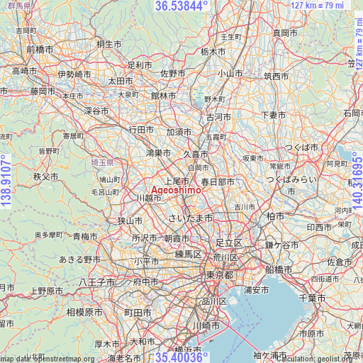 Ageoshimo on map