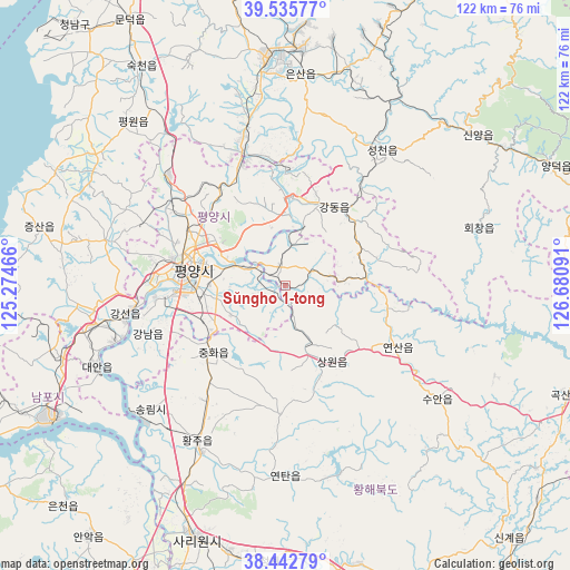 Sŭngho 1-tong on map