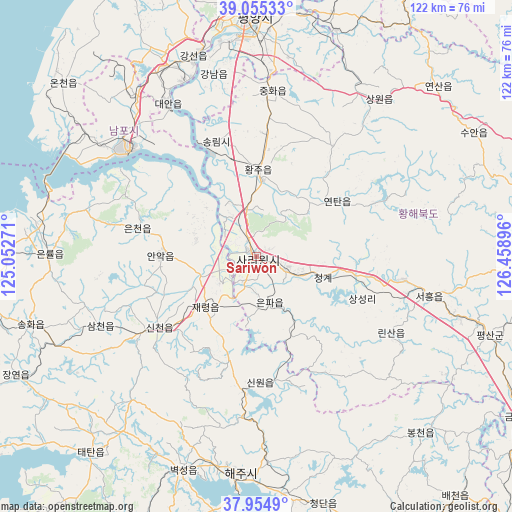 Sariwŏn on map