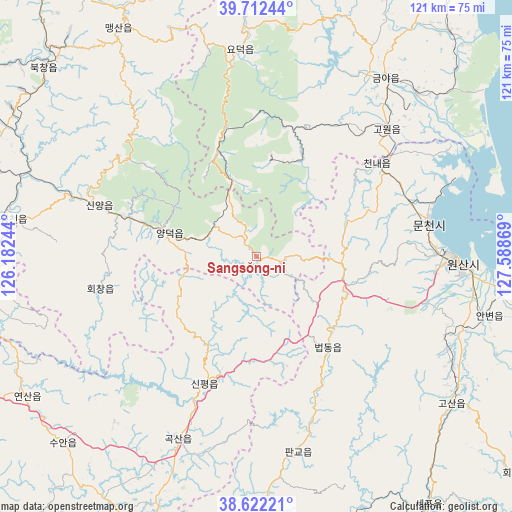 Sangsŏng-ni on map