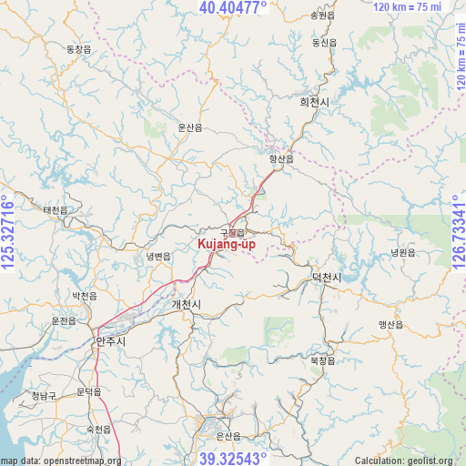Kujang-ŭp on map