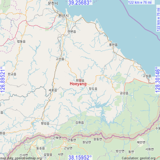 Hoeyang on map