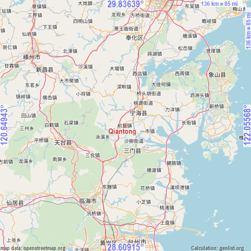 Qiantong on map