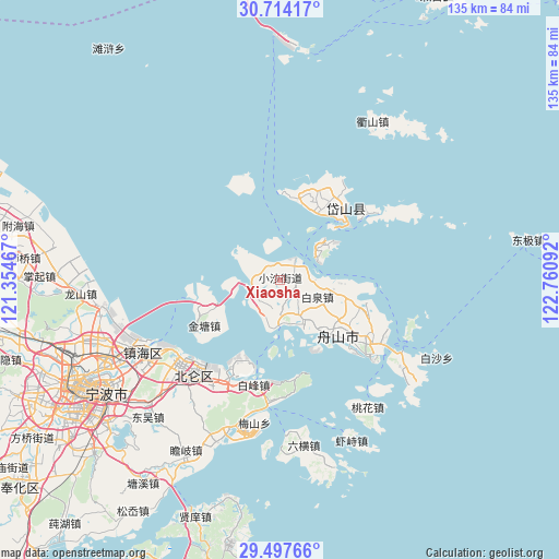 Xiaosha on map