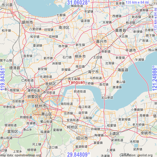 Yanguan on map