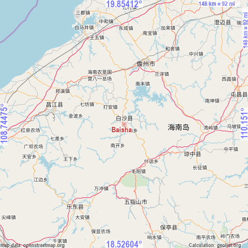 Baisha on map