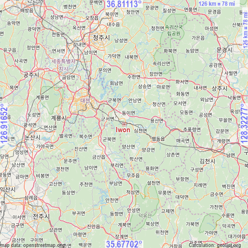 Iwon on map