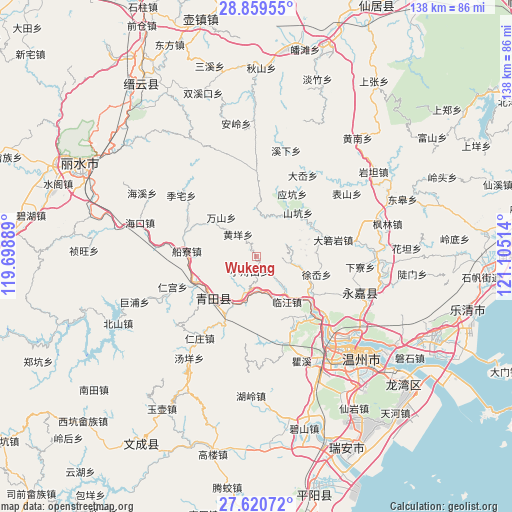 Wukeng on map