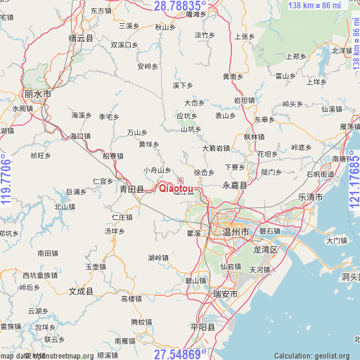 Qiaotou on map