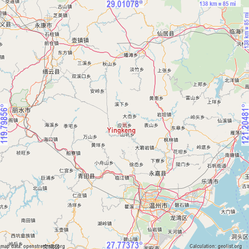 Yingkeng on map