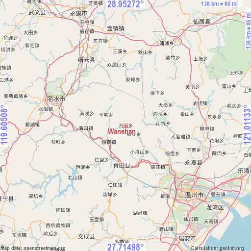 Wanshan on map