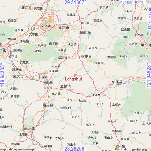 Lengshui on map