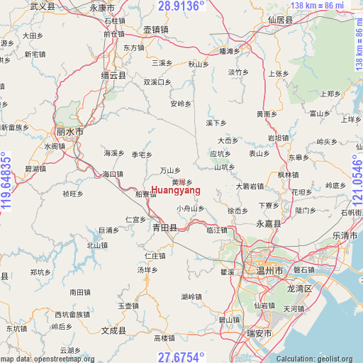 Huangyang on map