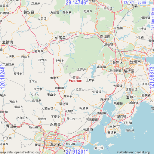 Fushan on map