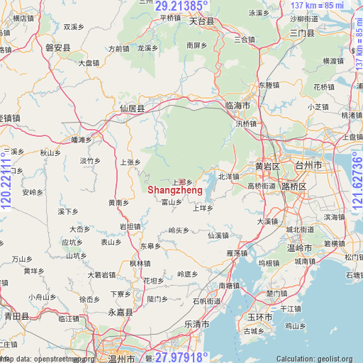 Shangzheng on map