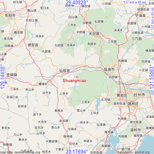 Shuangmiao on map