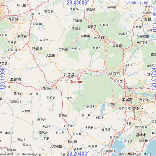 Dazhan on map